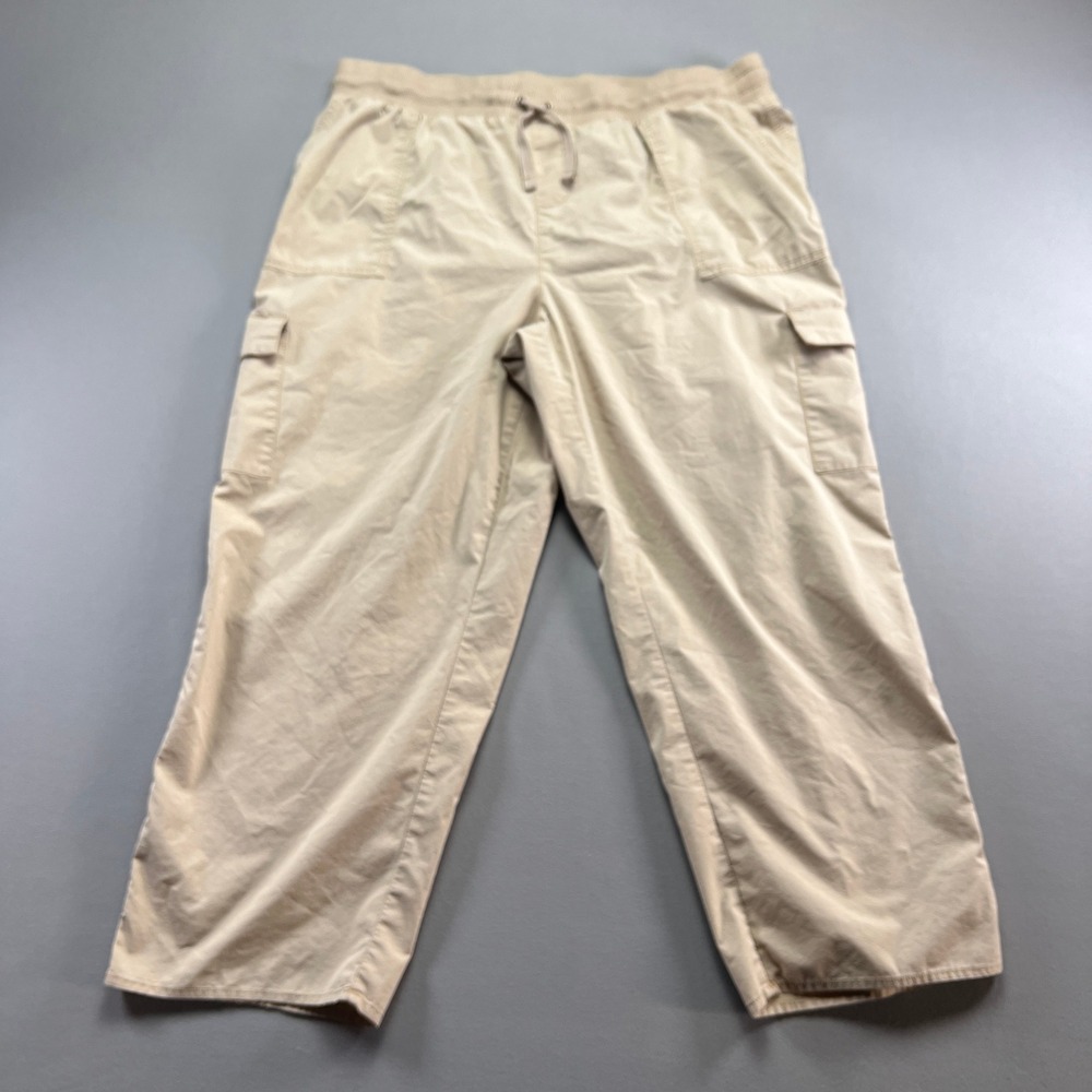 Emily Daniels Cargo Pants Womens XL Beige Cotton Stretch Drawstring Waist Hiking